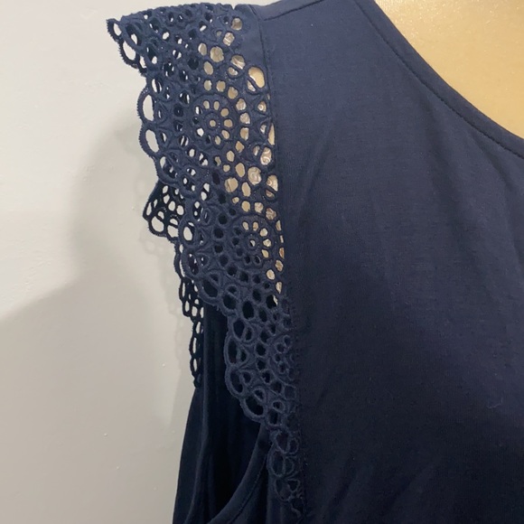 LOFT LACE TRIM SWING DRESS IN FOREVER NAVY - Picture 6 of 9